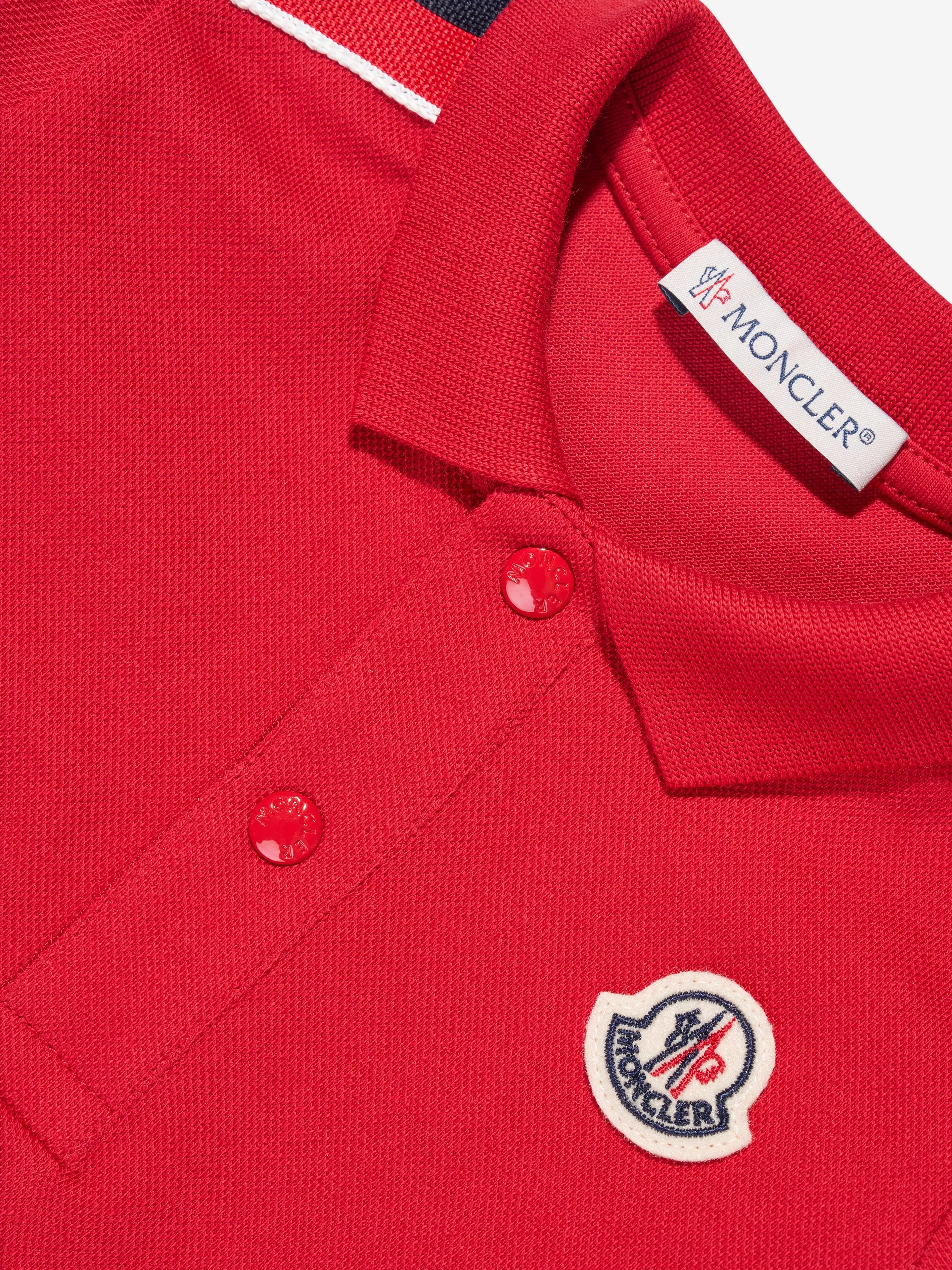 Moncler Enfant Baby Boys Long Sleeve Polo Shirt in Red