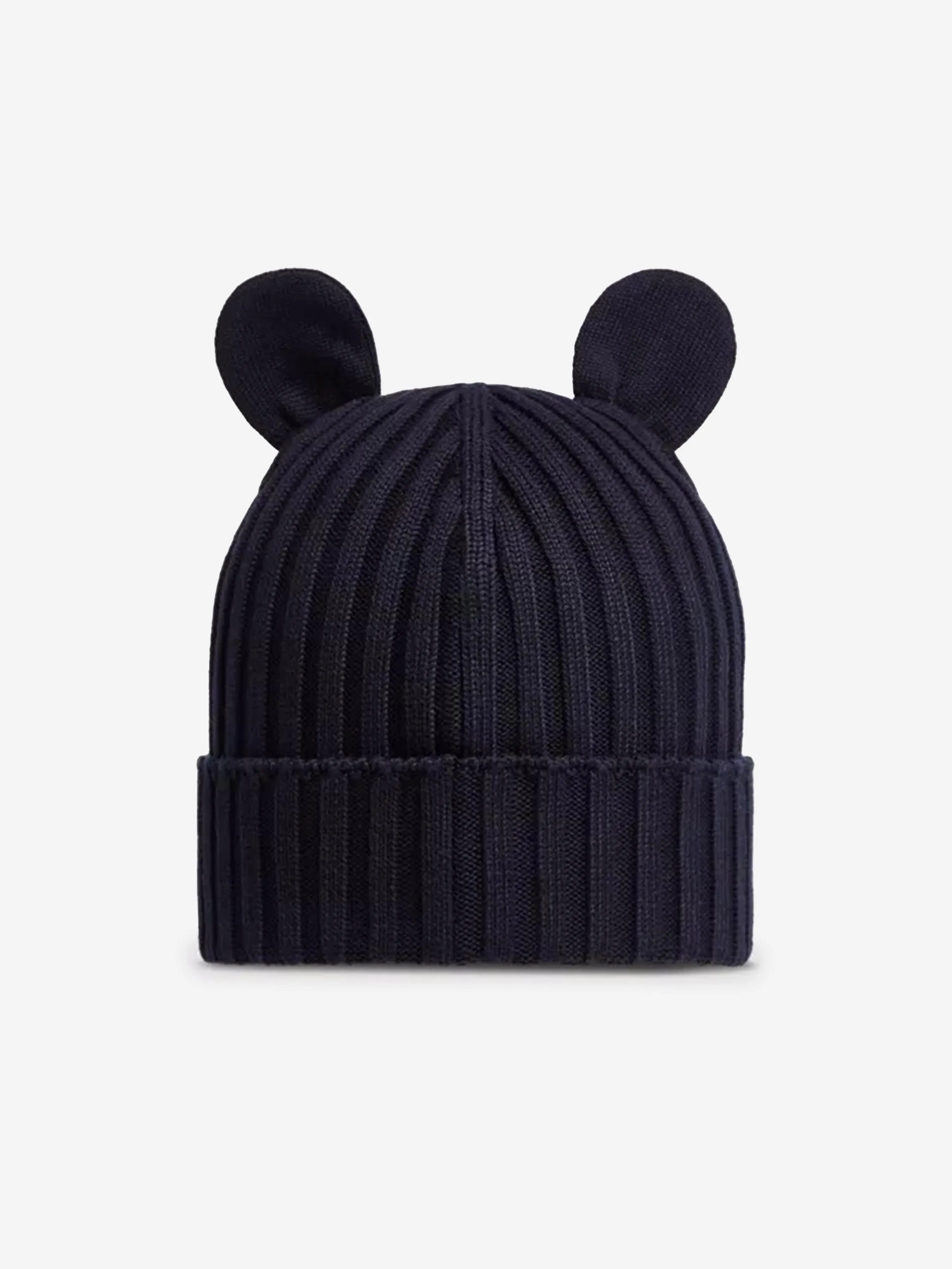 Moncler Enfant Baby Knitted Beanie Hat With Ears in Navy