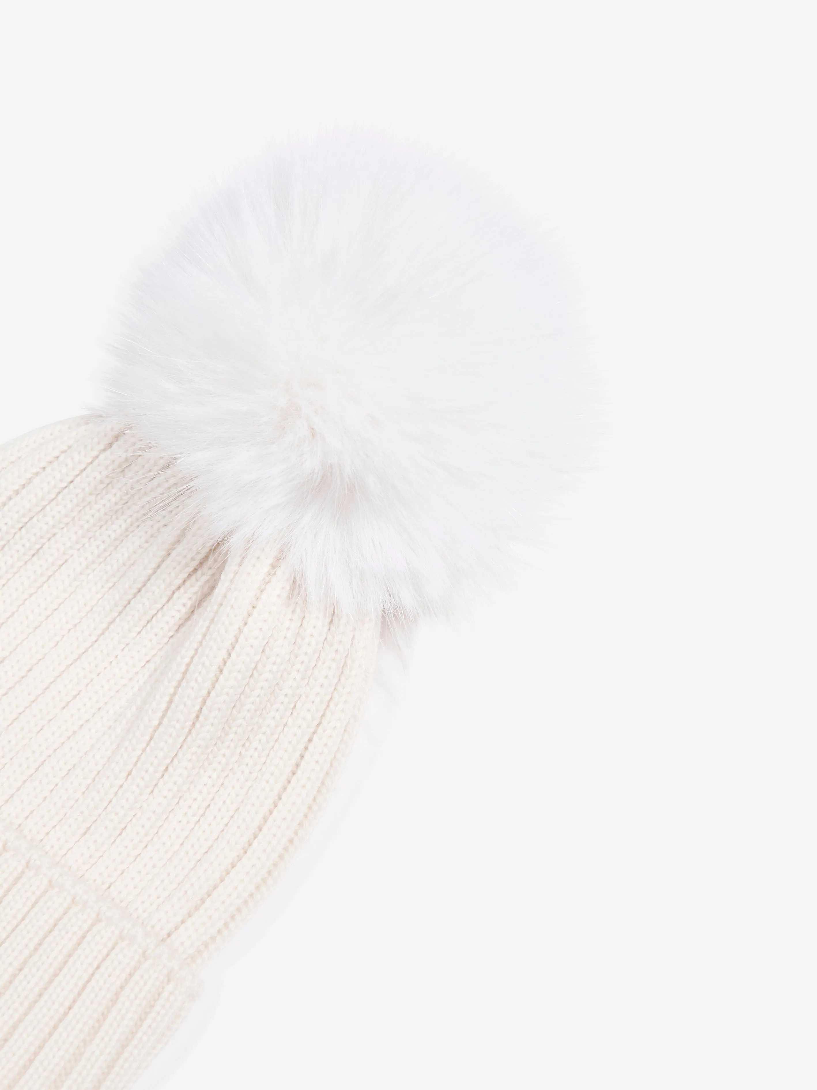 Moncler Enfant Girls Wool Pom Pom Hat in Ivory