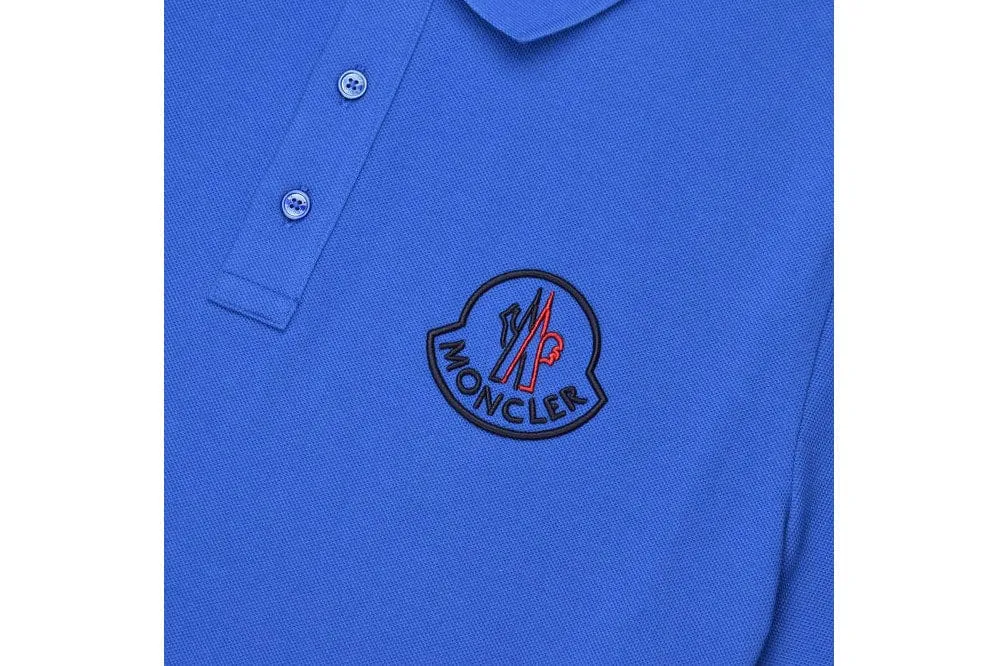 Moncler Macro Logo Polo Shirt Blue