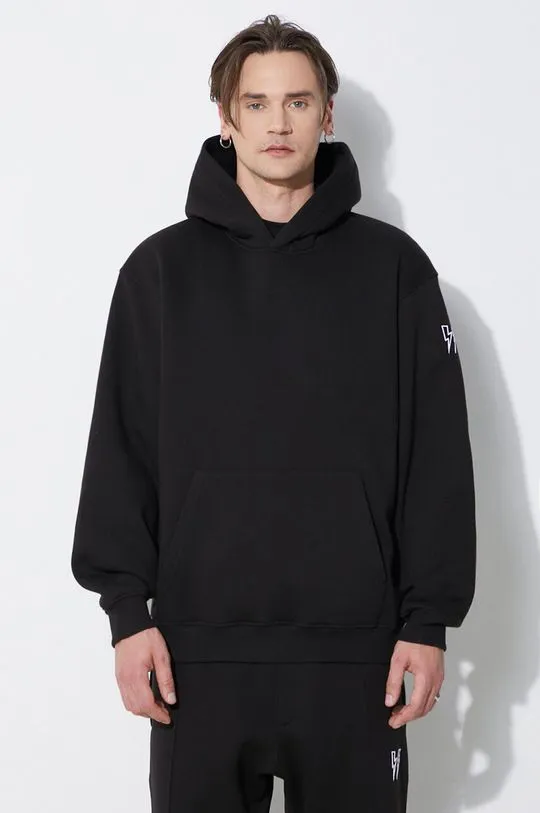 Neil Barrett sweatshirt Easy Drop Shoulder Double Bolts Hoodie men's black color hooded smooth MY72212R-Y514-001N