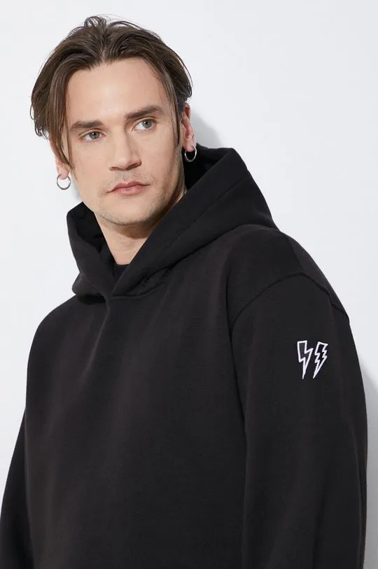 Neil Barrett sweatshirt Easy Drop Shoulder Double Bolts Hoodie men's black color hooded smooth MY72212R-Y514-001N