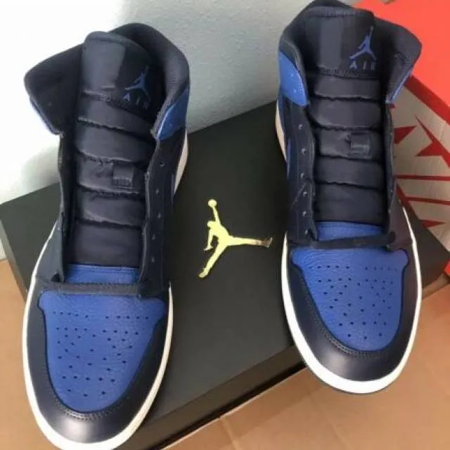 Nike Air Jordan 1 Mid Obsidian Black Game Royal Blue Men...