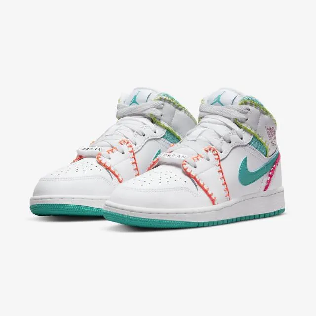 Nike Air Jordan 1 Mid SE GS (Multi Knit/ White/ Washed T...