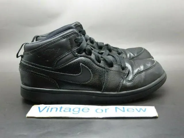 Nike Air Jordan I 1 Mid Triple Black 2015 BP Preschool 6...