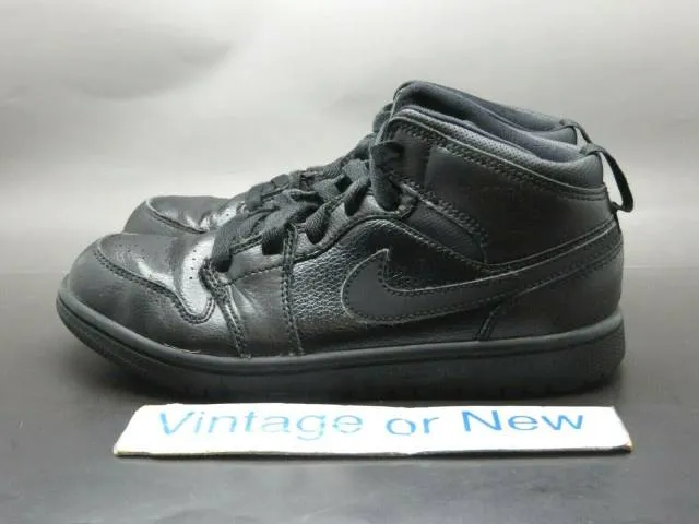 Nike Air Jordan I 1 Mid Triple Black 2015 BP Preschool 6...