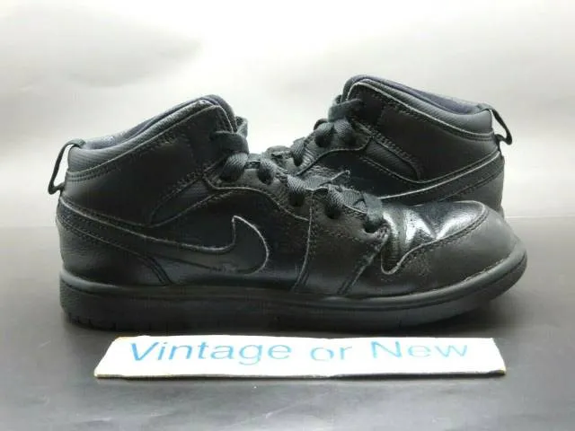 Nike Air Jordan I 1 Mid Triple Black 2015 BP Preschool 6...