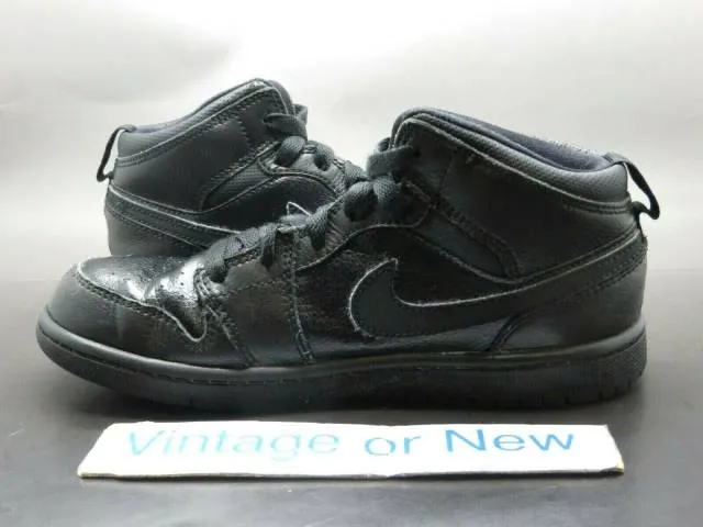 Nike Air Jordan I 1 Mid Triple Black 2015 BP Preschool 6...