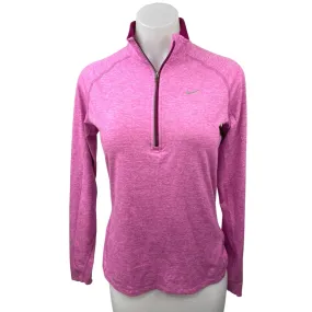 Nike Dri-Fit Womens Pink 1/4 Zip Long Sleeve Pullover Athletic Sweatshirt Top S