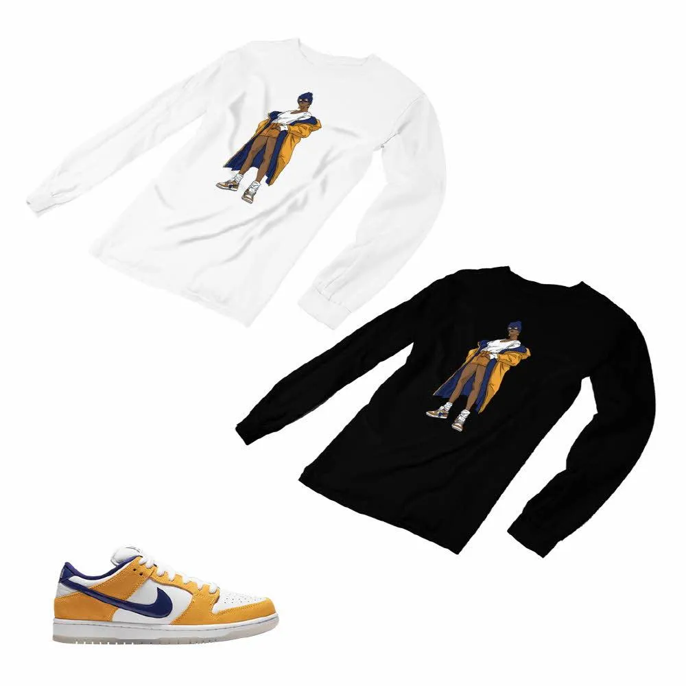 Nike SB Dunk Laser Orange Matching Custom Designed Long Sleeve T shirt ND 1-3-1