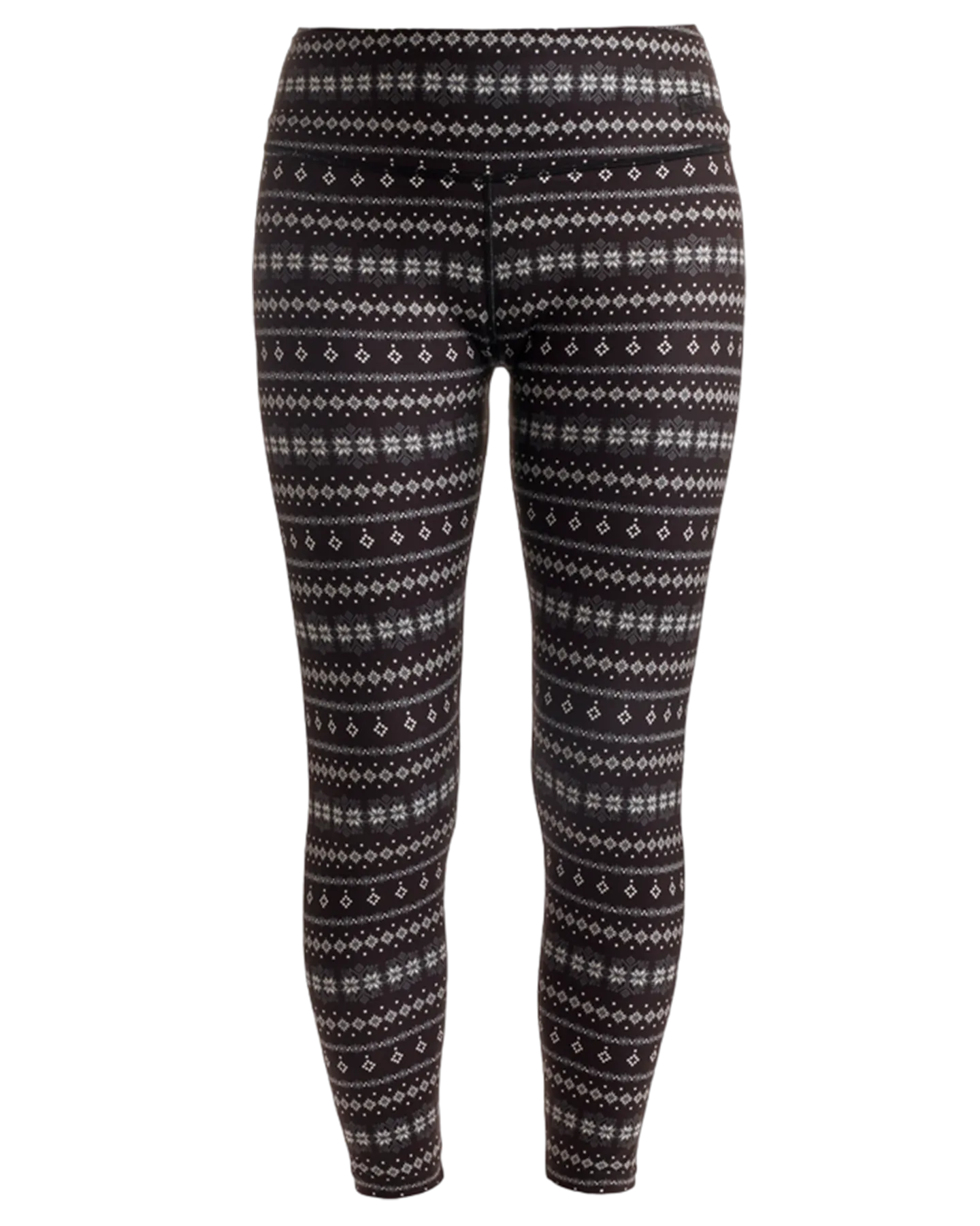 Nils Glacier Women's Base Layer Leggings - Black Snowflake Print | Shop Long Johns at Trojan Wake Ski Snow & Snow Skiers