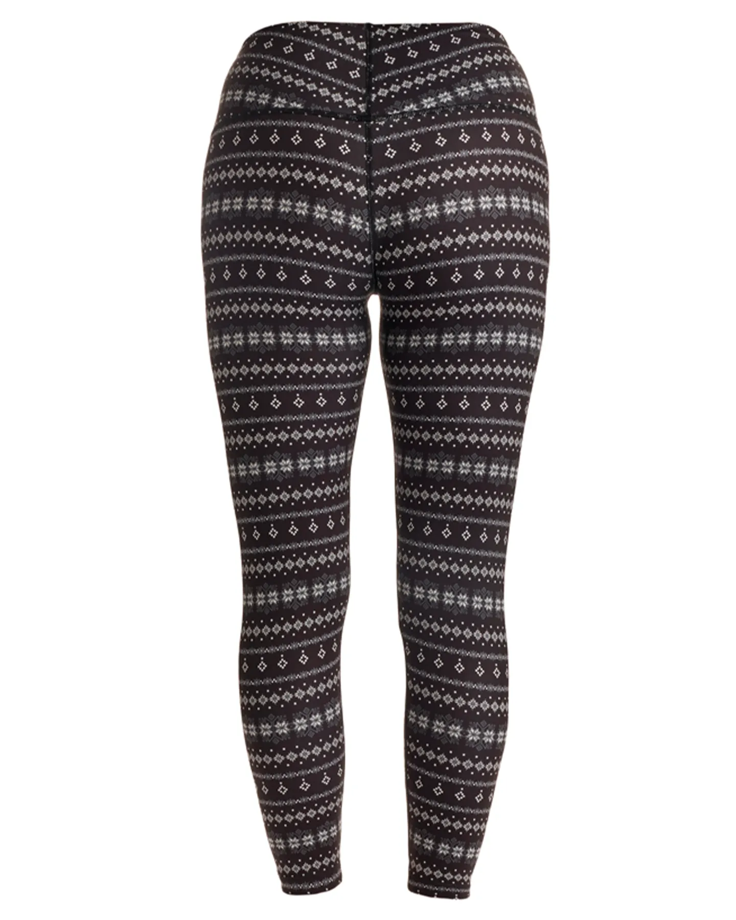 Nils Glacier Women's Base Layer Leggings - Black Snowflake Print | Shop Long Johns at Trojan Wake Ski Snow & Snow Skiers