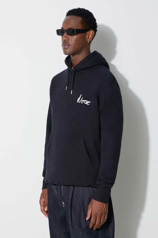 Norse Projects cotton sweatshirt Arne Relaxed Organic Chain Stitch Logo Hoodie men's navy blue color N20-1358-7004