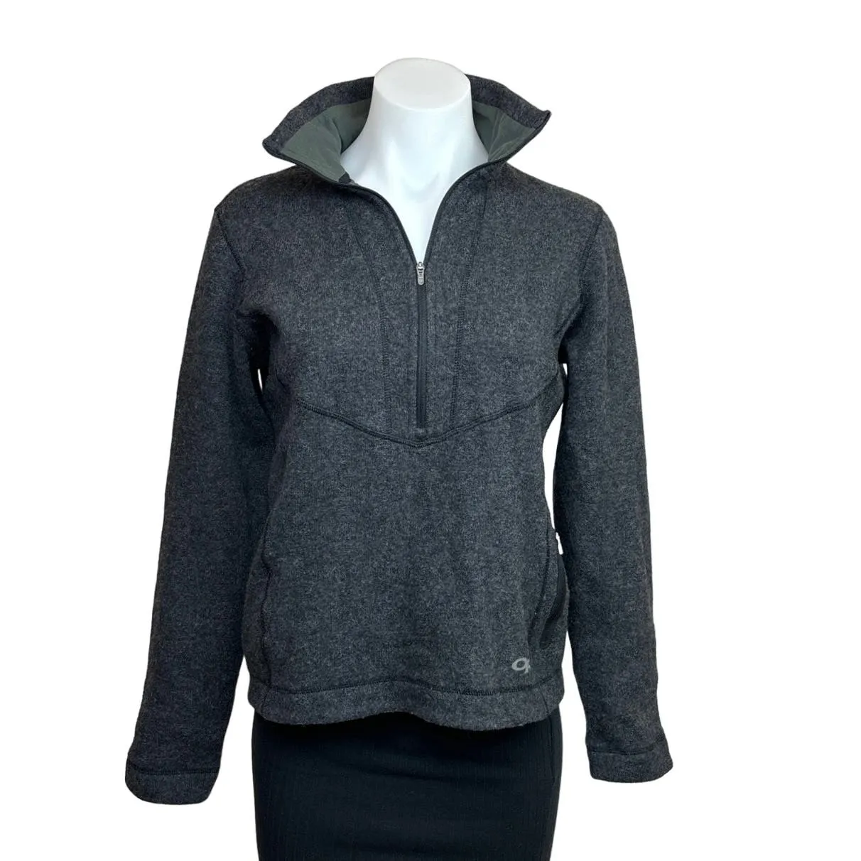 Outdoor Research Women Gray Fleece Wool Long Sleeve Half Zip Pullover Jacket S