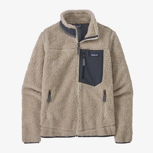 Patagonia - W's Classic Retro-X Jkt - Natural w/ Smolder Blue