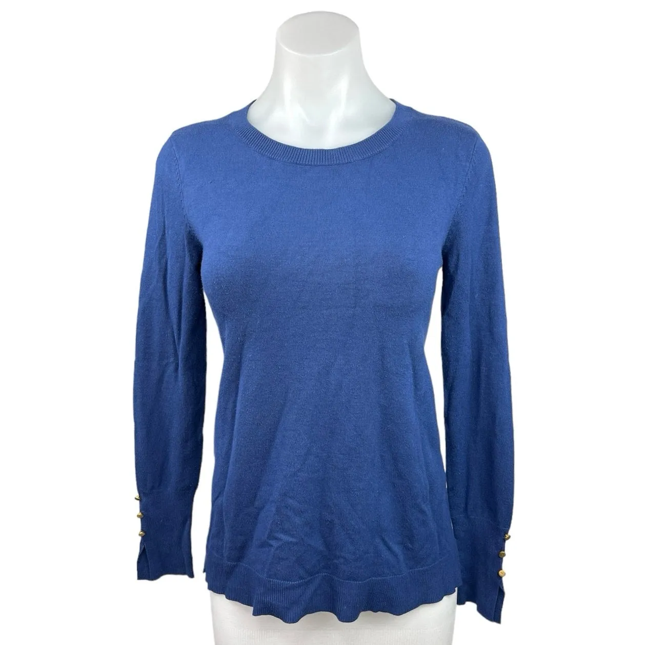 Philosophy Blue Crew Neck Button Pullover Long Sleeve Sweatshirt Top Size XS