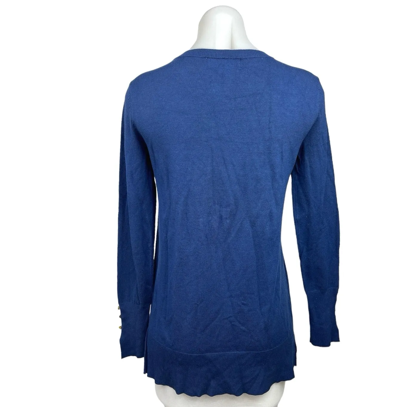 Philosophy Blue Crew Neck Button Pullover Long Sleeve Sweatshirt Top Size XS