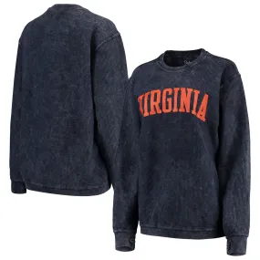 Pressbox Virginia Cavaliers Women's Navy Comfy Cord Vintage Wash Basic Arch Pullover Sweatshirt