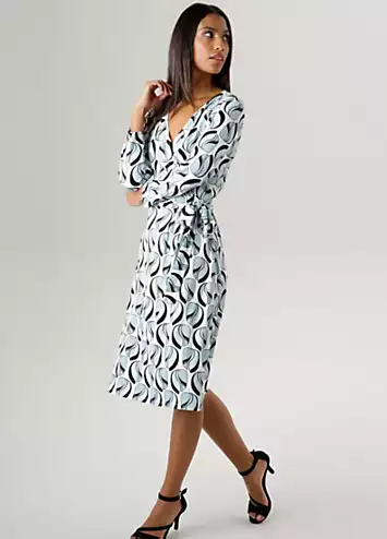 Printed Side Tie Wrap Jersey Dress by Aniston | Look Again