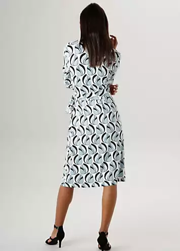 Printed Side Tie Wrap Jersey Dress by Aniston | Look Again