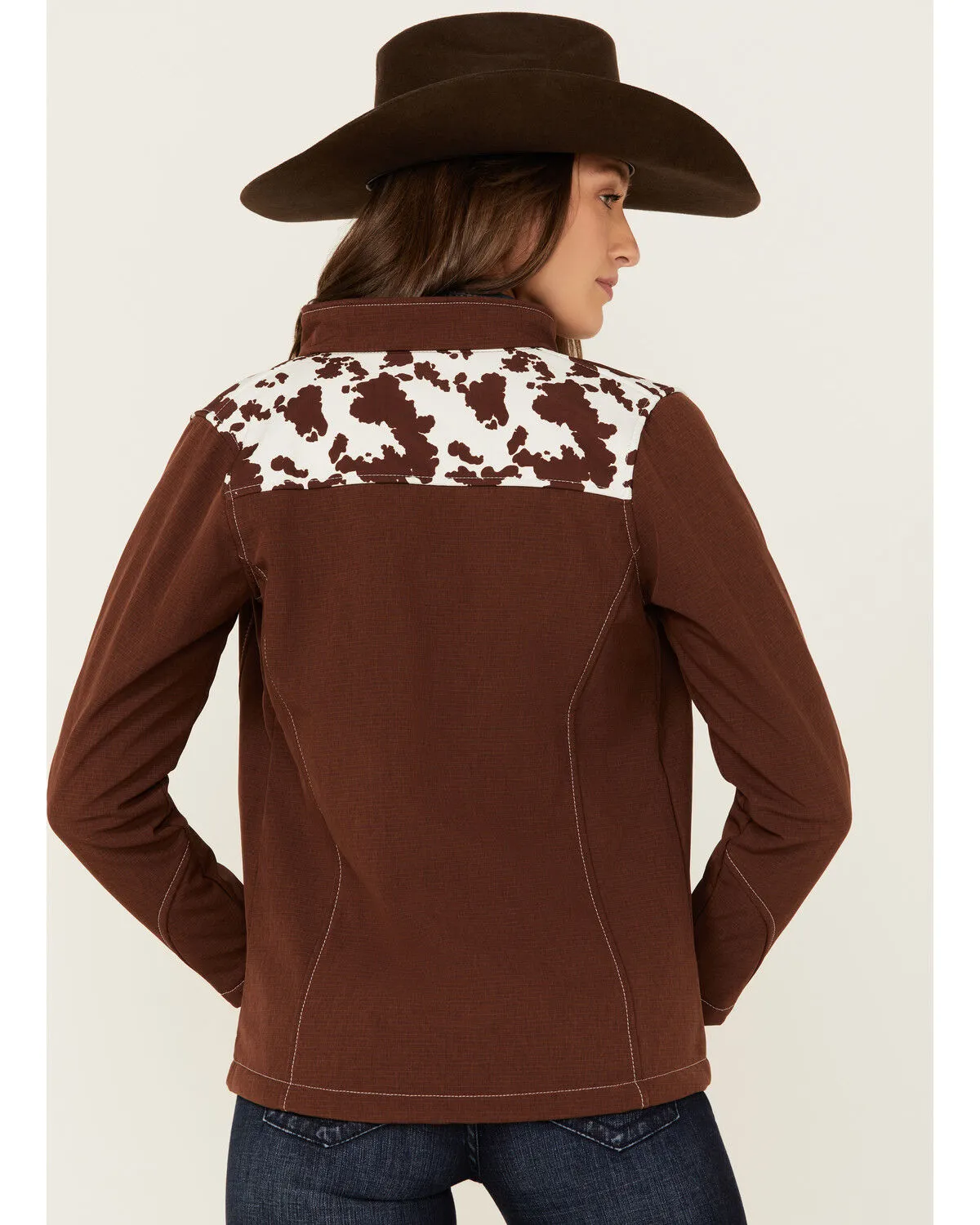 Product Name:  Cowgirl Hardware Women's Cow Print Yoke Softshell Jacket