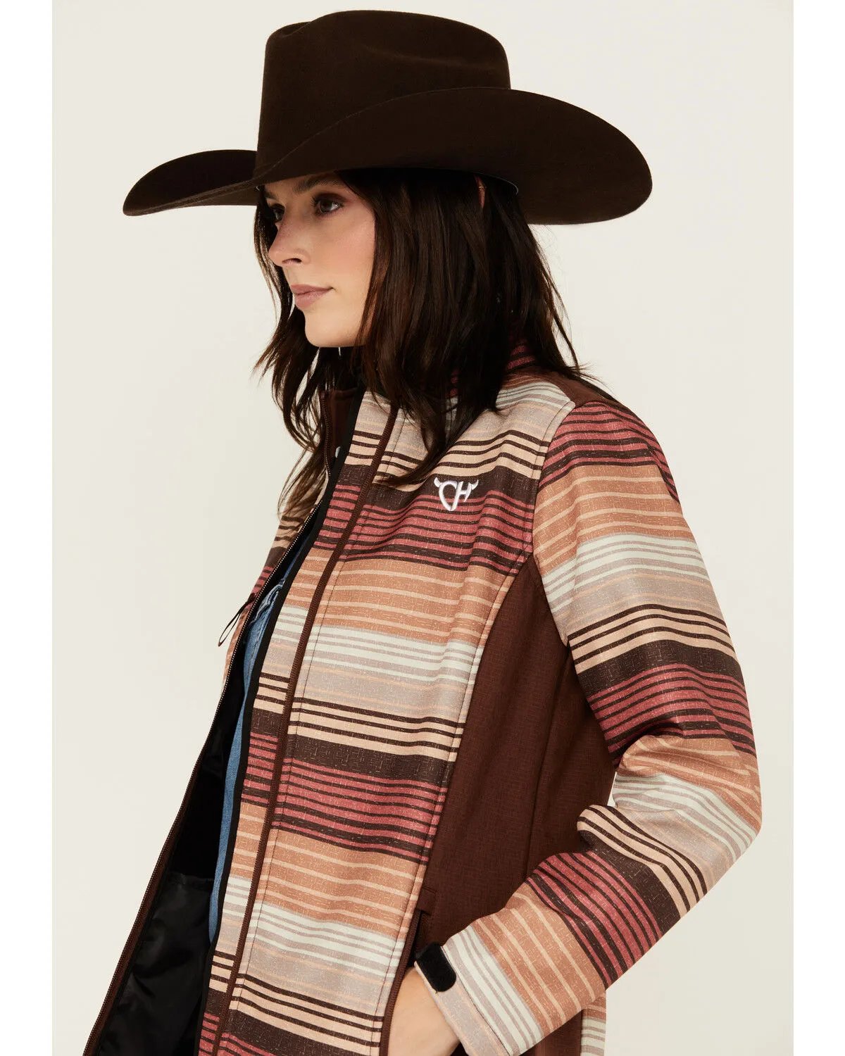 Product Name:  Cowgirl Hardware Women's Desert Serape Striped Softshell Jacket