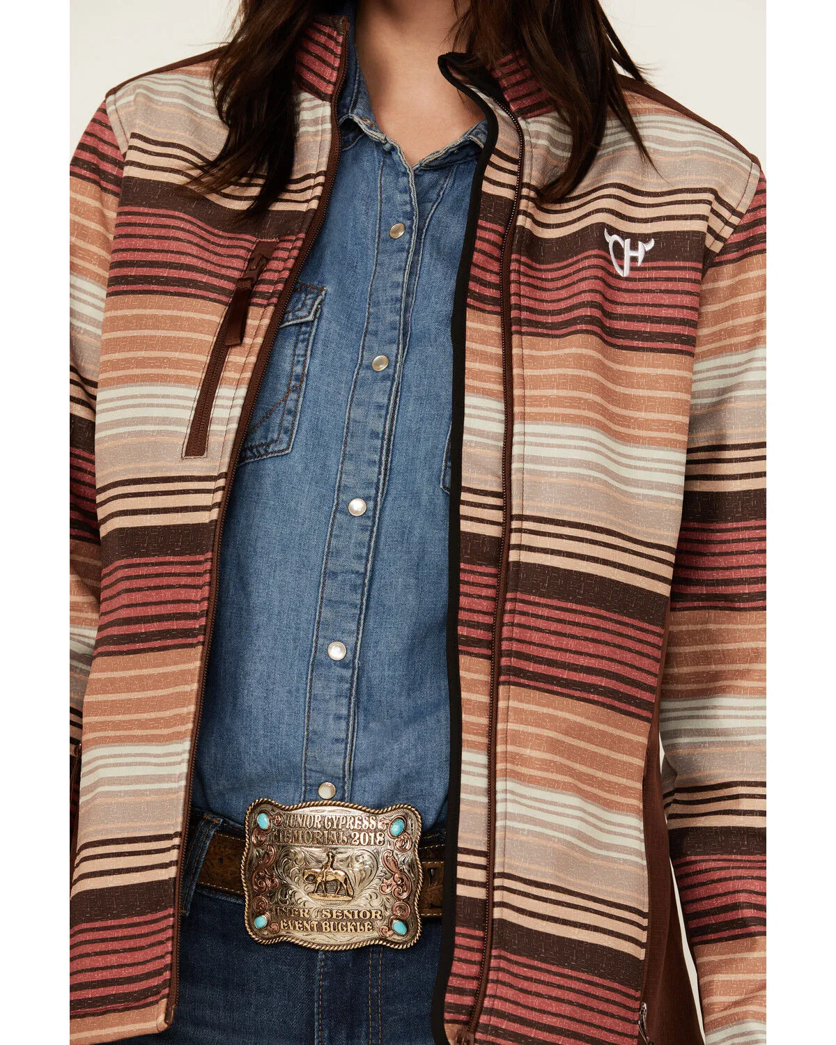 Product Name:  Cowgirl Hardware Women's Desert Serape Striped Softshell Jacket