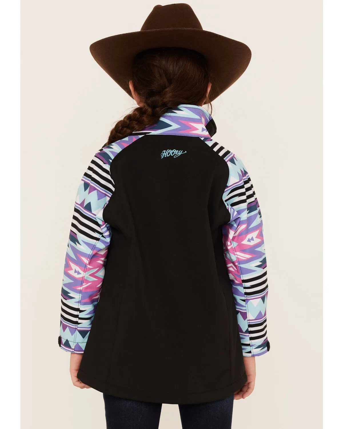 Product Name:  Hooey Girls' Southwestern Print Sleeve Zip-Front Softshell Jacket