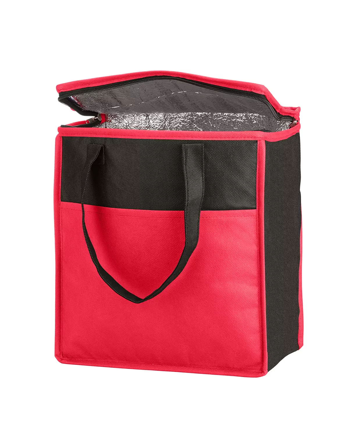 Promo Goods  BG127 Two-Tone Flat Top Insulated Non-Woven Grocery Tote SKU: BG127