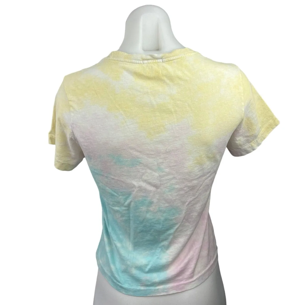 Re/Done Multicolor Tie Dye Logo Crew Neck Short Sleeve Pullover T-Shirt Top XS