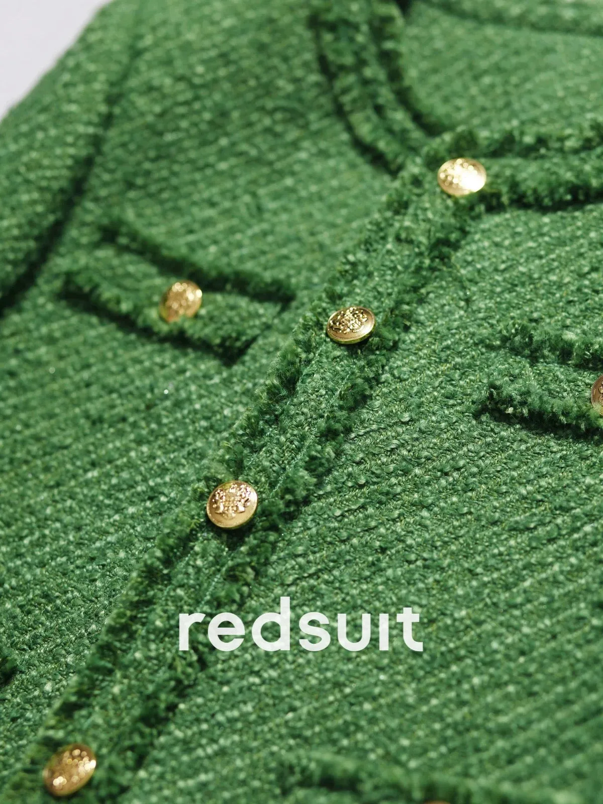 redsuit is so fashionable! Retro salt style small fragrance style jacket tweed braided green short top new