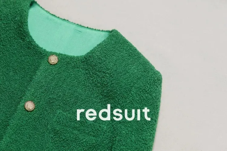 redsuit retro simple green white little fragrant braided short jacket age-reducing temperament commuter top