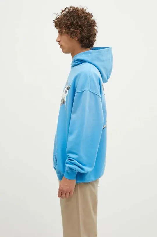 Represent cotton sweatshirt Archangel Hoodie men's blue color hooded with a print MLM4238.196