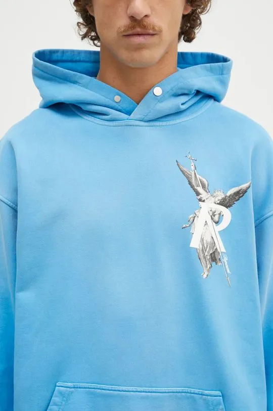 Represent cotton sweatshirt Archangel Hoodie men's blue color hooded with a print MLM4238.196