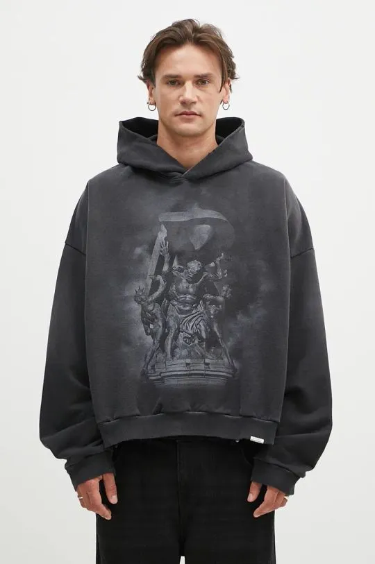 Represent cotton sweatshirt Atlas Hoodie men's gray color hooded with a print MLM41145.230