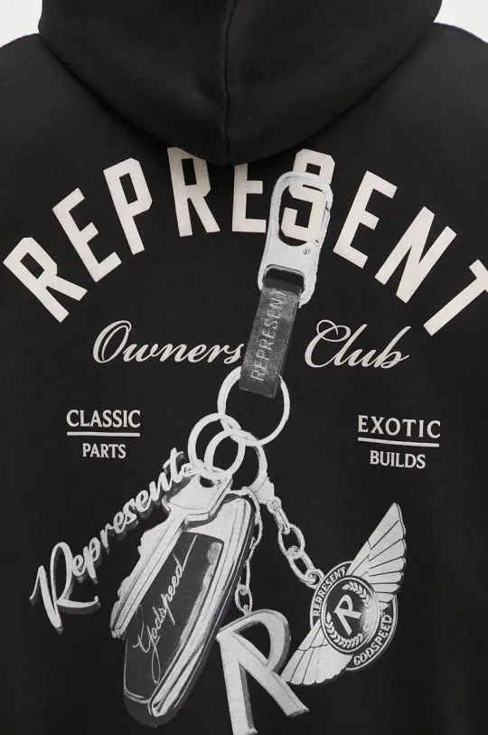 Represent cotton sweatshirt Keys To The Club Hoodie men's black color hooded with a print MLM4240.001