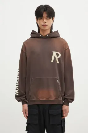 Represent cotton sweatshirt Masking Tape Initial Hoodie men's brown color hooded with a print MLM4212.232