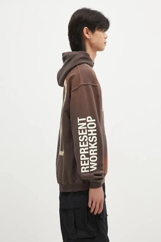 Represent cotton sweatshirt Masking Tape Initial Hoodie men's brown color hooded with a print MLM4212.232