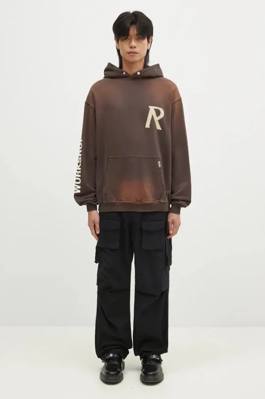 Represent cotton sweatshirt Masking Tape Initial Hoodie men's brown color hooded with a print MLM4212.232