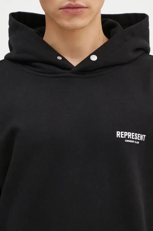 Represent cotton sweatshirt Represent Owners Club Hoodie men's black color hooded with a print OCM41113.001