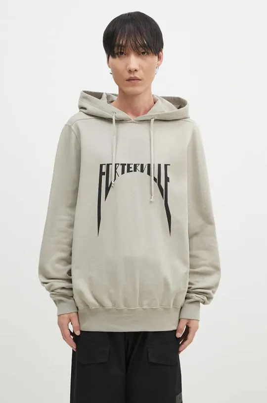 Rick Owens cotton sweatshirt Oversized Hoodie men's beige color hooded with a print DU02D2282.FEP1P