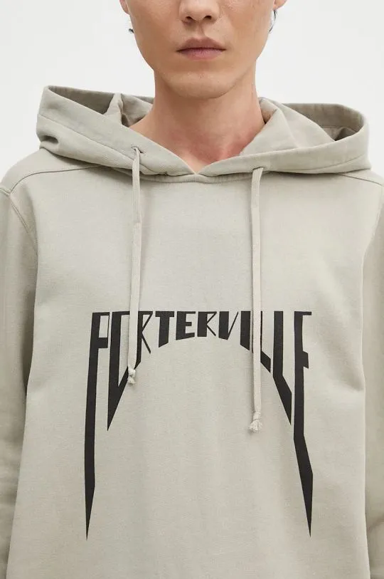 Rick Owens cotton sweatshirt Oversized Hoodie men's beige color hooded with a print DU02D2282.FEP1P