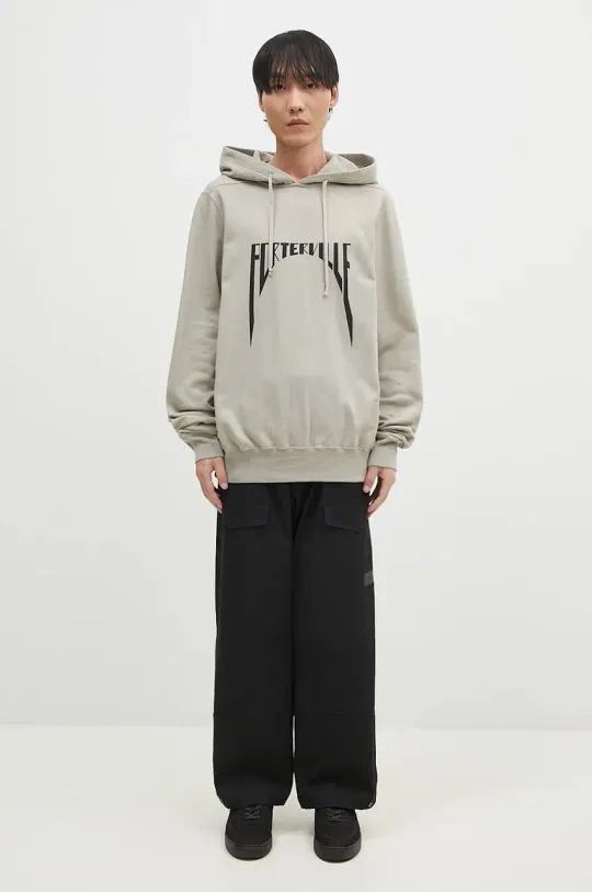 Rick Owens cotton sweatshirt Oversized Hoodie men's beige color hooded with a print DU02D2282.FEP1P