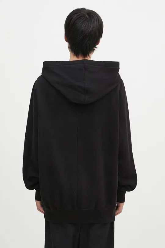 Rick Owens cotton sweatshirt Oversized Hoodie men's black color hooded with a print DU02D2282.FEP1P