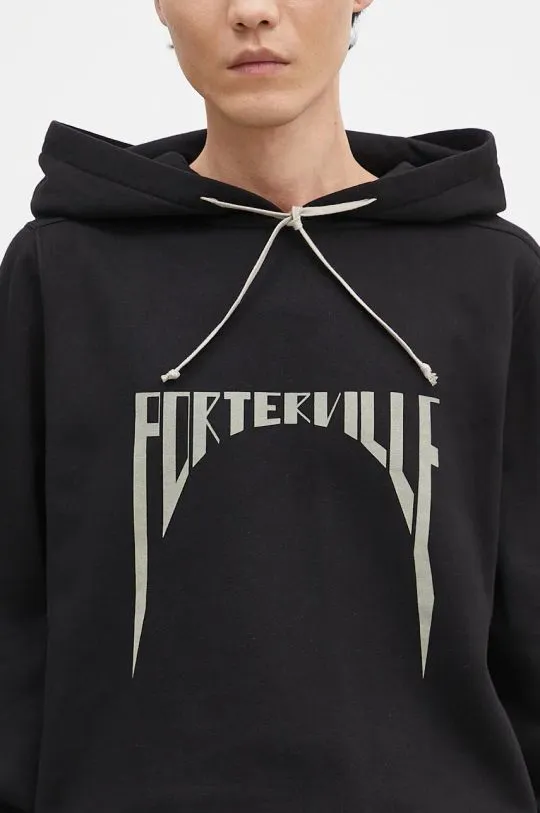 Rick Owens cotton sweatshirt Oversized Hoodie men's black color hooded with a print DU02D2282.FEP1P