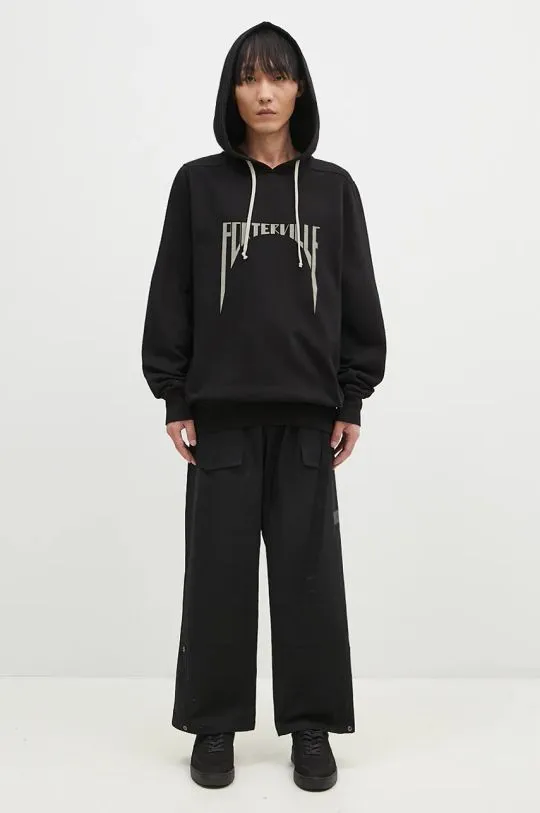 Rick Owens cotton sweatshirt Oversized Hoodie men's black color hooded with a print DU02D2282.FEP1P