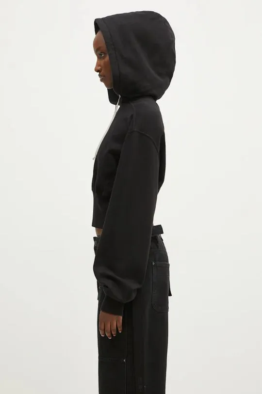 Rick Owens cotton sweatshirt Tatlin Hoodie women's black color hooded smooth DS02D2220.FP