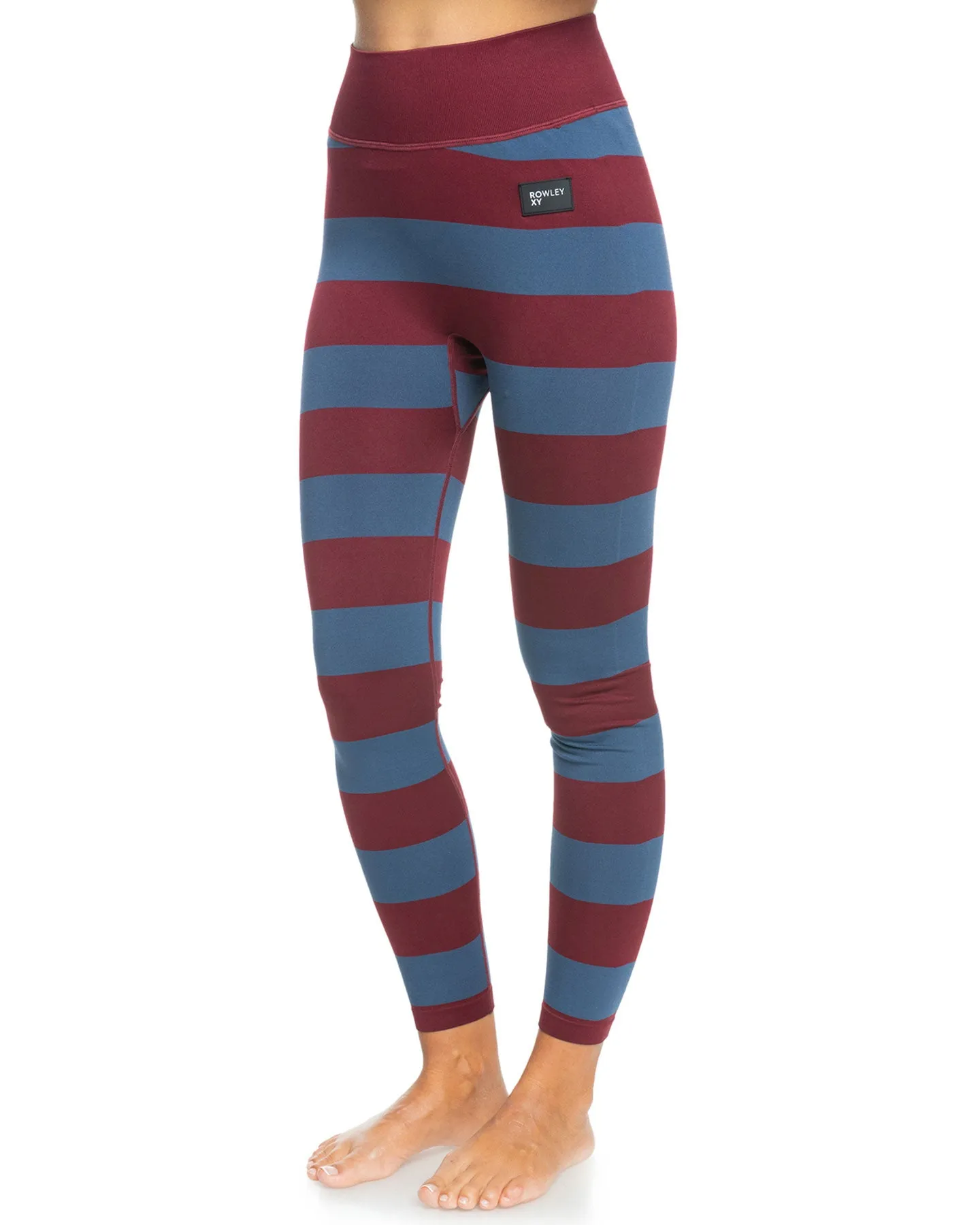 Roxy X Rowley Women's Seamless Technical Leggings - Insignia Blue / Bico Stripes | Shop Long Johns at Trojan Wake Ski Snow &