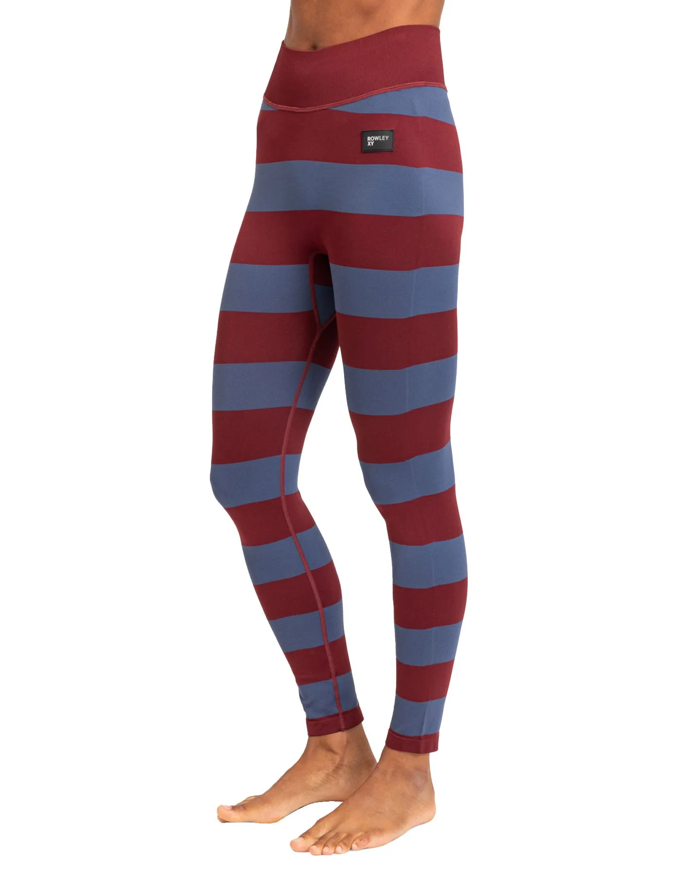 Roxy X Rowley Women's Seamless Technical Leggings - Insignia Blue / Bico Stripes | Shop Long Johns at Trojan Wake Ski Snow &