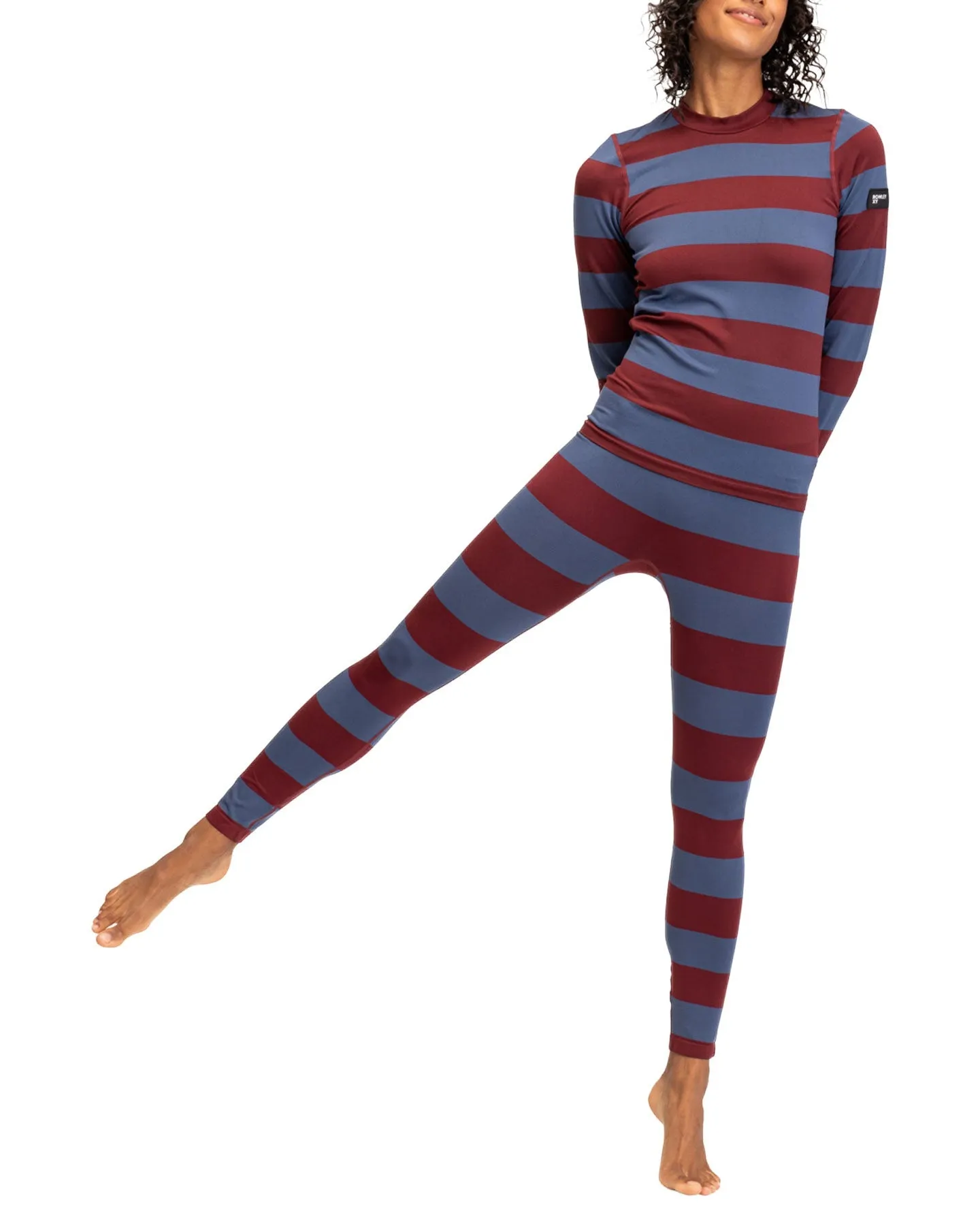 Roxy X Rowley Women's Seamless Technical Leggings - Insignia Blue / Bico Stripes | Shop Long Johns at Trojan Wake Ski Snow &